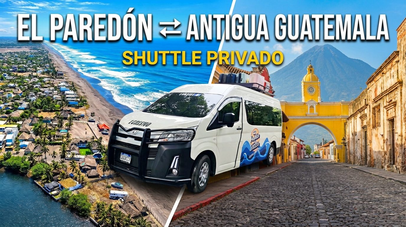 Shuttle privado Paredón → Antigua Guatemala (4-7 personas)