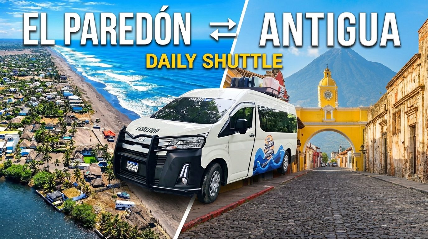 Shuttle colectivo El Paredón → Antigua Guatemala 